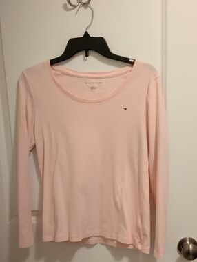 Tommy Hilfiger Light Pink Long Sleeve Scoop Neck Top